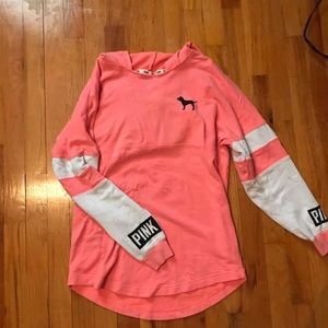 PINK hooded long sleeve shirt
